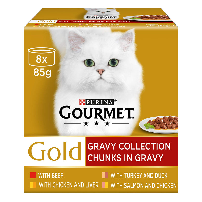 Gourmet Gold Chunks in Gravy Cat Food, Beef, 8 x 85g