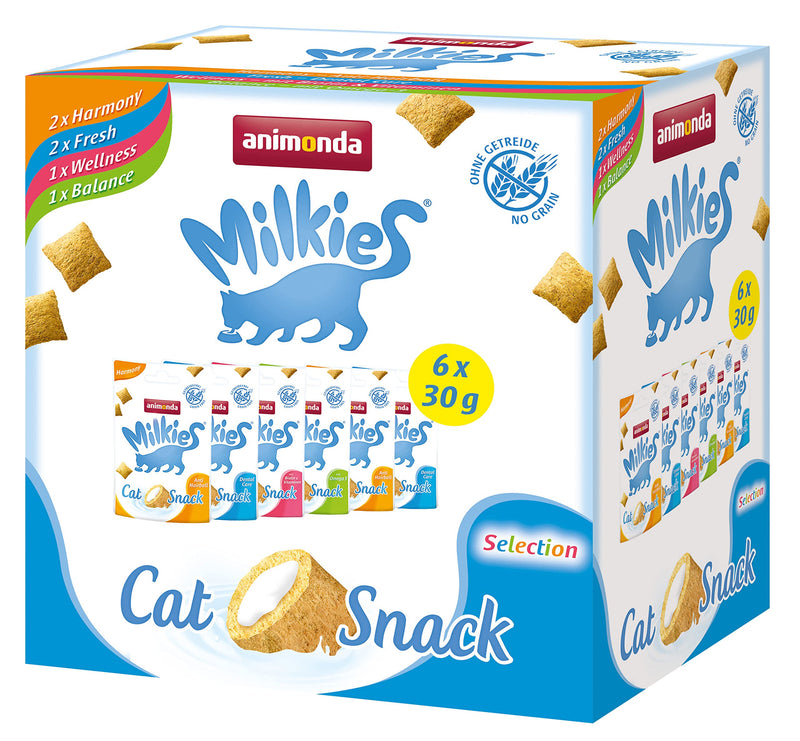 animonda Milkies, crunchy grain-free snacks for cats, cat treat, selection, 6 x 30g