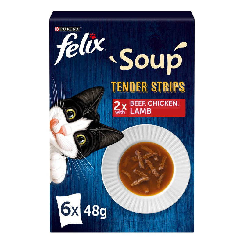 Felix Soup Cat Food Tender Strips Farm Selection Cat Food, 6x48g, Pack of 8