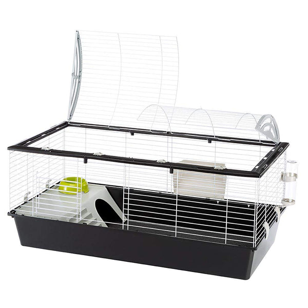 Ferplast Large and Spacious Rabbits Cage CASITA 120, Guinea Pigs and Small Animals House, Rounded Openable Roof, Accessories are Included, Made of Varnished White Metal and Plastic, 119 x58 x H 60 cm