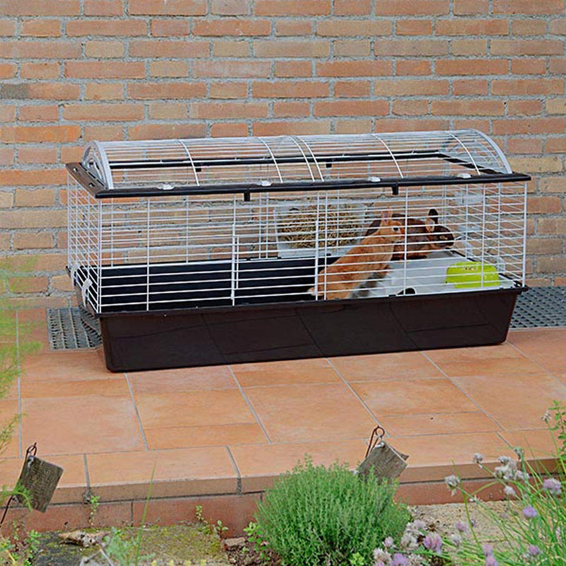 Ferplast Large and Spacious Rabbits Cage CASITA 120, Guinea Pigs and Small Animals House, Rounded Openable Roof, Accessories are Included, Made of Varnished White Metal and Plastic, 119 x58 x H 60 cm