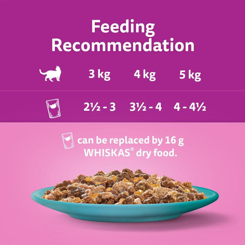 Whiskas Tasty Duo 1+ Ocean Delight in Jelly 48 x 85 g Pouches, Adult Cat Food, Pack of 4 (12 x 85 g)