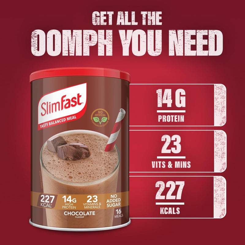 SlimFast Balanced Meal Shake, Healthy Shake for Balanced Diet Plan with Vitamins and Minerals, High in Fibre, Chocolate Flavour, 16 Servings, 600 g