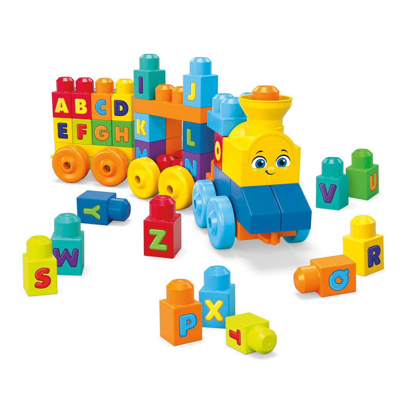 MEGA BLOKS Fisher-Price ABC Blocks Building Toy, ABC Musical Train with 50 Pieces, Music and Sounds for Toddlers, Gift Ideas for Kids Age 1+ Years, FWK22