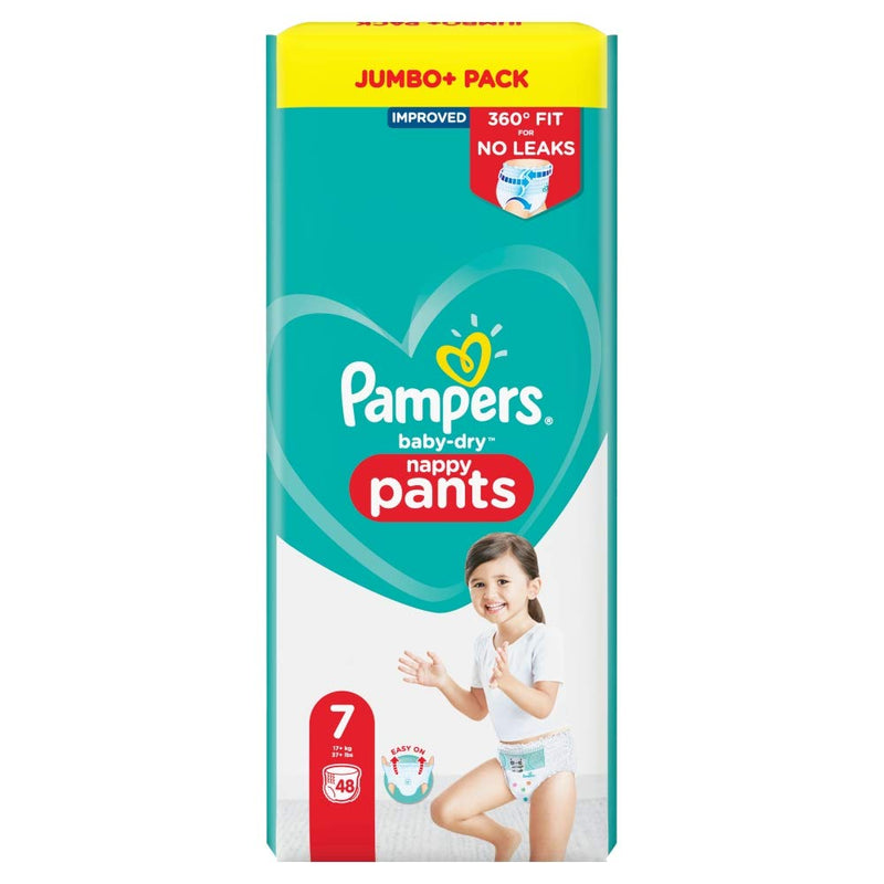 Pampers Baby-Dry Nappy Pants Size 7, 48 Nappy Pants, 17+kg, Jumbo+ Pack