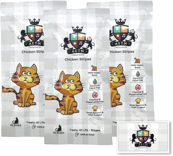 AETN Creations Chicken Stripes Cat Treats Travel Size Pack Of 3x3g Complete And Balance Snack Food Made Natural Ingredients For All Stages Breeds