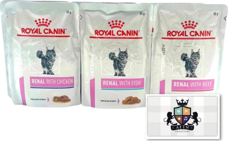 Renal Cat Mix Wet Food Bundle Pack 6x85g Pouches In Beef Salmon